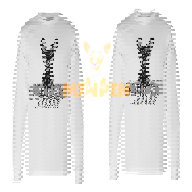 ミニピン ママ かわいい ミニチュア ピンシャー 犬 ママ ミニピン マザー 長袖Tシャツ