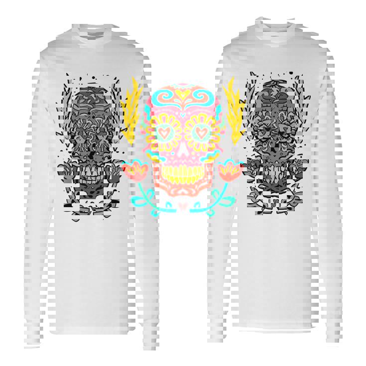 メキシカンホリデー カーニバル マスク カラフル スカル 長袖Tシャツ