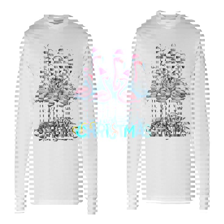 メリークリスマス フラミンゴスクワッド トロピカルスタイル 長袖tシャツ 長袖Tシャツ