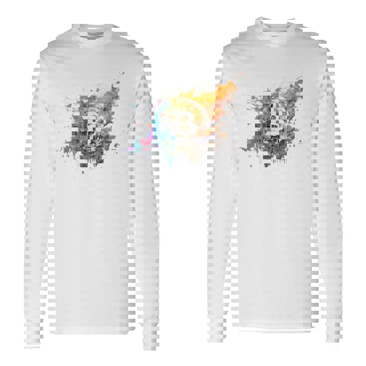モダンビットコインアート Hodl Btc Btcアート カラフルなビットコイン 長袖Tシャツ