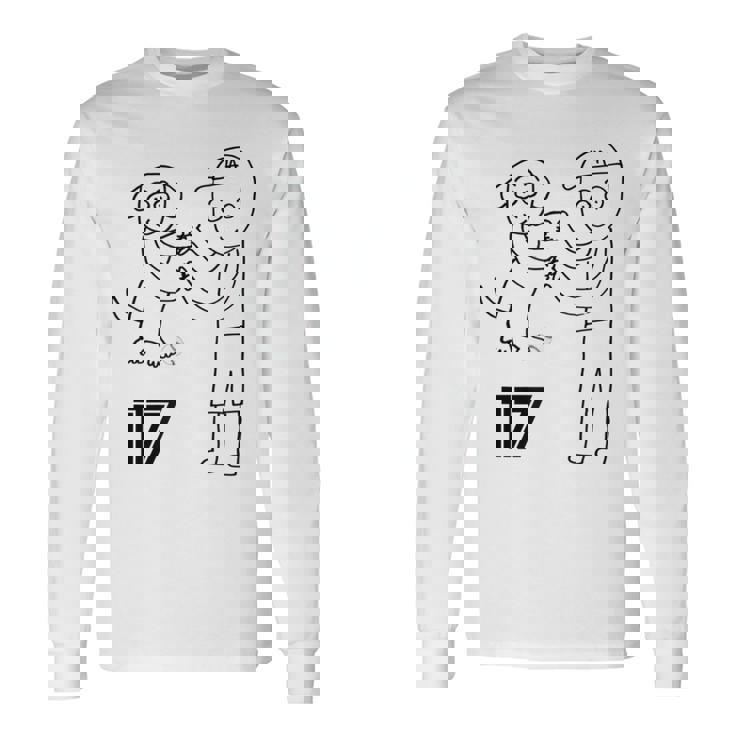 ユニフォーム風 応援 野球 Decoy Dekopin デコピン かわいい犬 Kooikerhondje 長袖Tシャツ