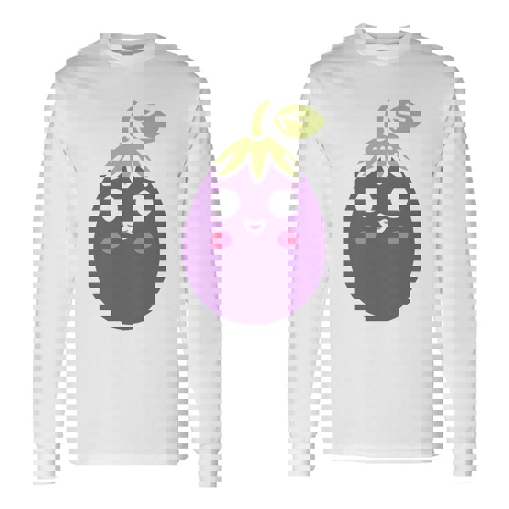 ユーモアフードナスのシンプルなナス 長袖tシャツ 長袖Tシャツ ギフトのアイデア