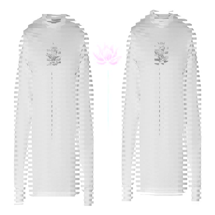 ヨガ エレガント 蓮の花 和書風 デザイン 長袖Tシャツ