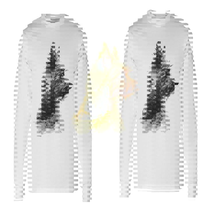 ヨークシャーテリア 犬 モチーフ ペット アートワーク ヨークシャーテリア 長袖Tシャツ