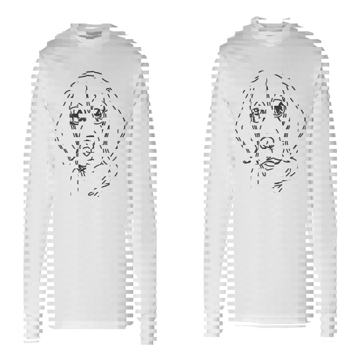 ラインアートお父さんママ犬-ビーグル 長袖Tシャツ