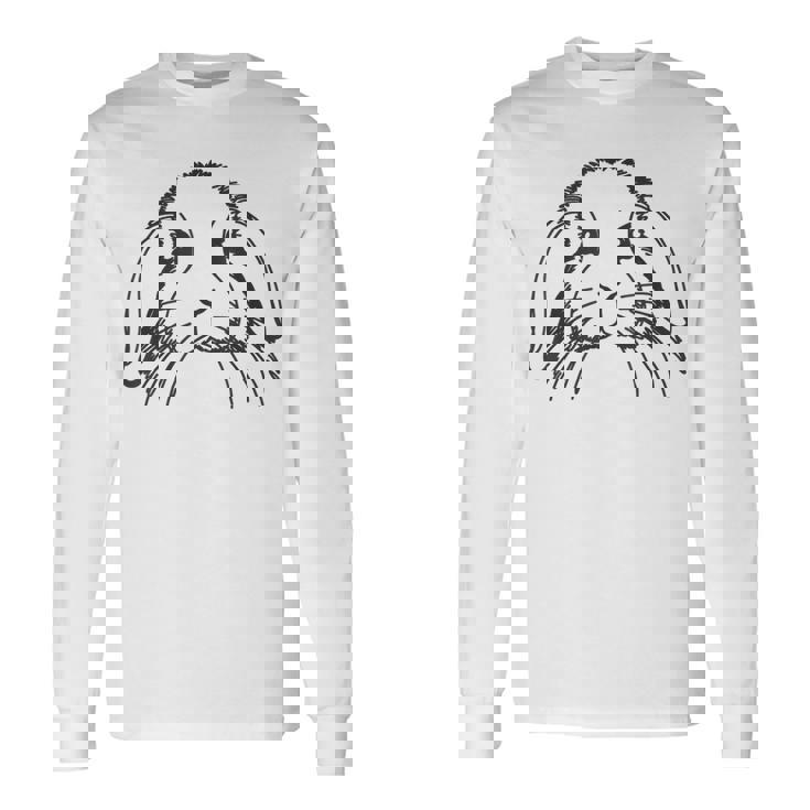 ラインアートダッドママラビット-ホーランドロップ 長袖Tシャツ