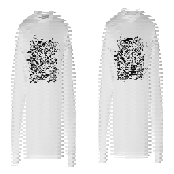 ラップオールドスクールヒップホップグラフィティtシャツとストリートダンス 長袖Tシャツ