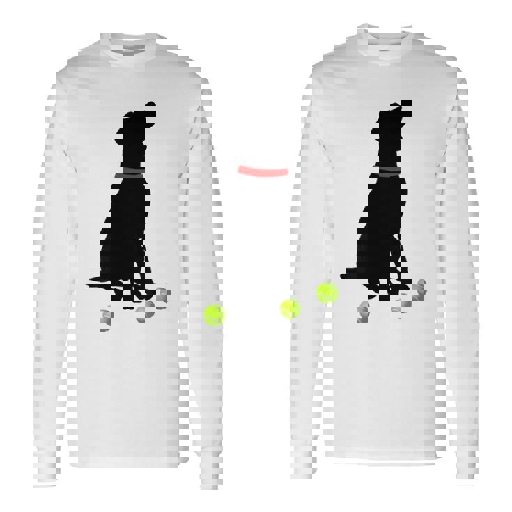 ラブラドールレトリバー 犬 イエロー ラボ テニスボール ギフト 長袖Tシャツ