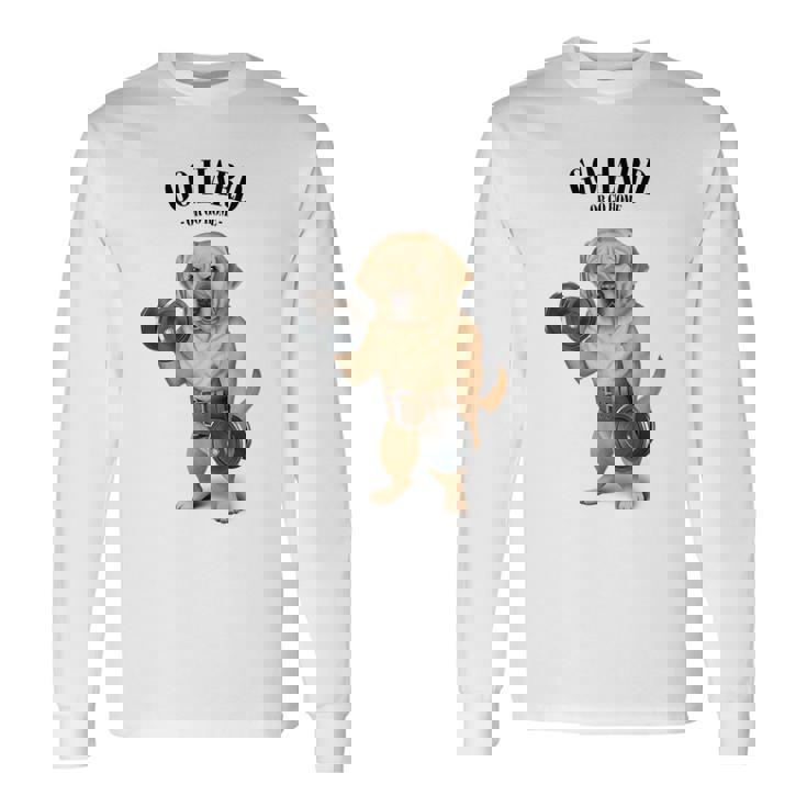 ラブラドールレトリバー 犬用筋肉トレーニング ダンベル付き 長袖Tシャツ