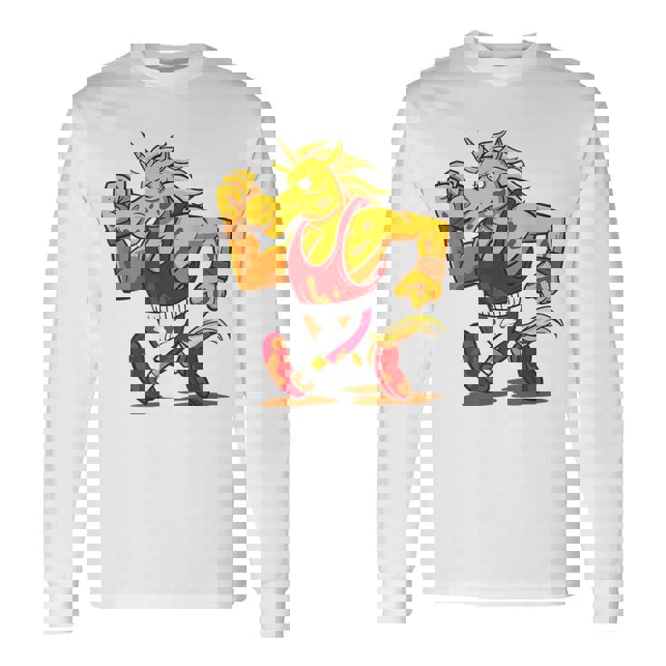 ランニング フィットネス スポーティ ユニコーン 長袖Tシャツ ギフトのアイデア