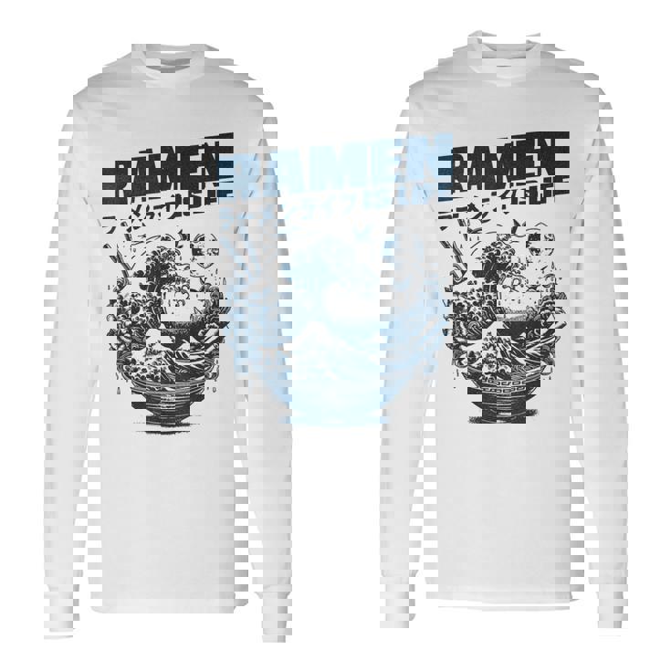 ラーメンは人生、マンガアニメオタクジャパンかわいいラーメン 長袖Tシャツ