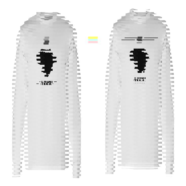 リトアニアの国旗、地図と国名リトアニア。 長袖Tシャツ