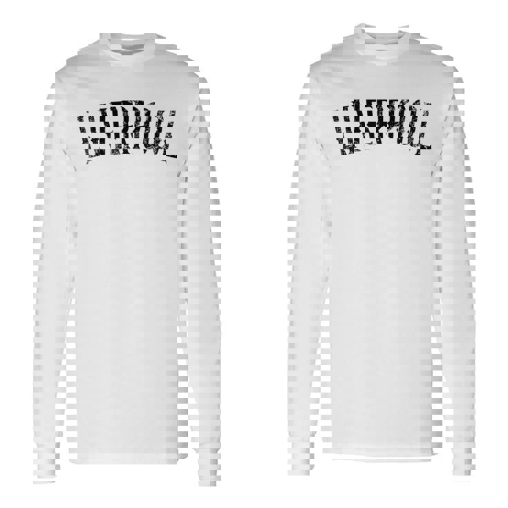 リバプール イギリス ヴィンテージ ブラック テキスト アパレル 長袖Tシャツ