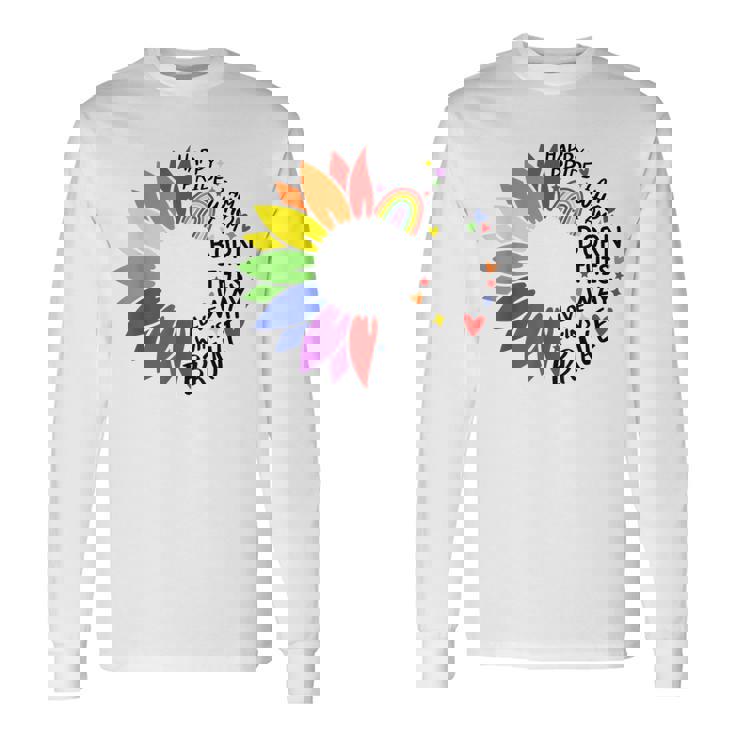 レインボー ヒマワリ ハッピー プライド 長袖Tシャツ