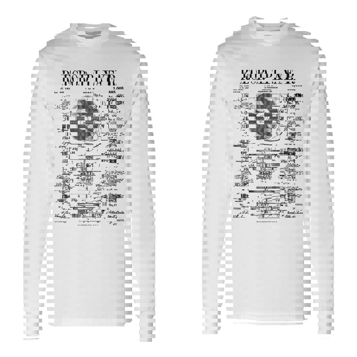レコードプレーヤー ヴィンテージ 特許 Dj ターンテーブル 蓄音機 長袖Tシャツ