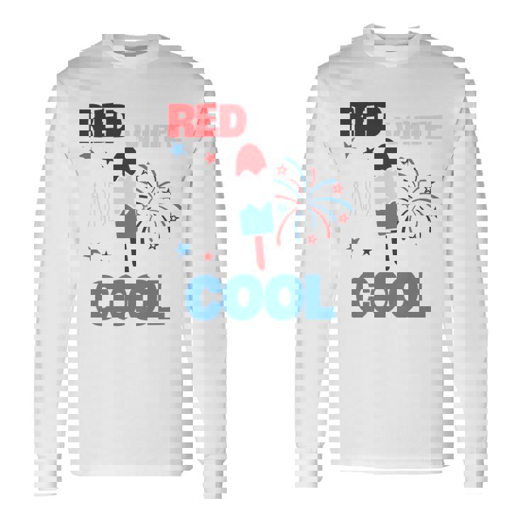 レッド ホワイト クールなアメリカ国旗 アイスキャンディー 面白い 7月4日 長袖tシャツ 長袖Tシャツ