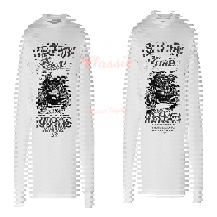 レトロマン島ttレースヴィンテージバイクレース 長袖tシャツ 長袖Tシャツ