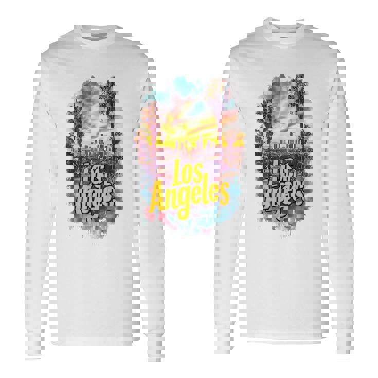 ロサンゼルス カリフォルニア サンセット スカイライン アーバン お土産 長袖Tシャツ