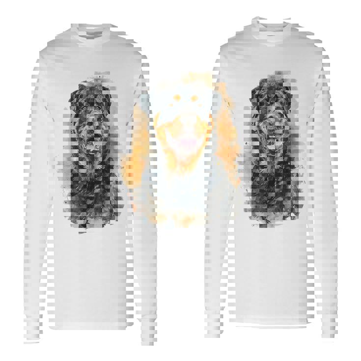 ロットワイラー 犬 モチーフ ペット アートワーク カラフル ロットワイラー 長袖Tシャツ
