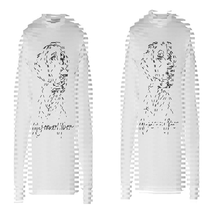 ワイマラナー ママ ワイマラナー ママ かわいい ラインアート 犬 アーティスティック 長袖Tシャツ