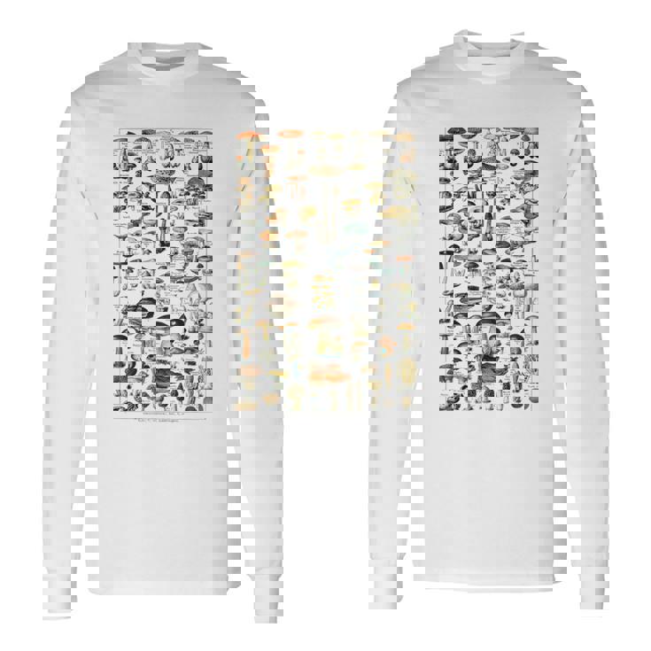 ヴィンテージ キノコ チャート イラスト キノコ モレルハンター 長袖Tシャツ