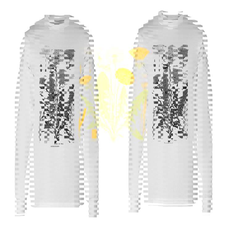 ヴィンテージ タンポポ チャート タンポポポ ボタニカル 長袖Tシャツ