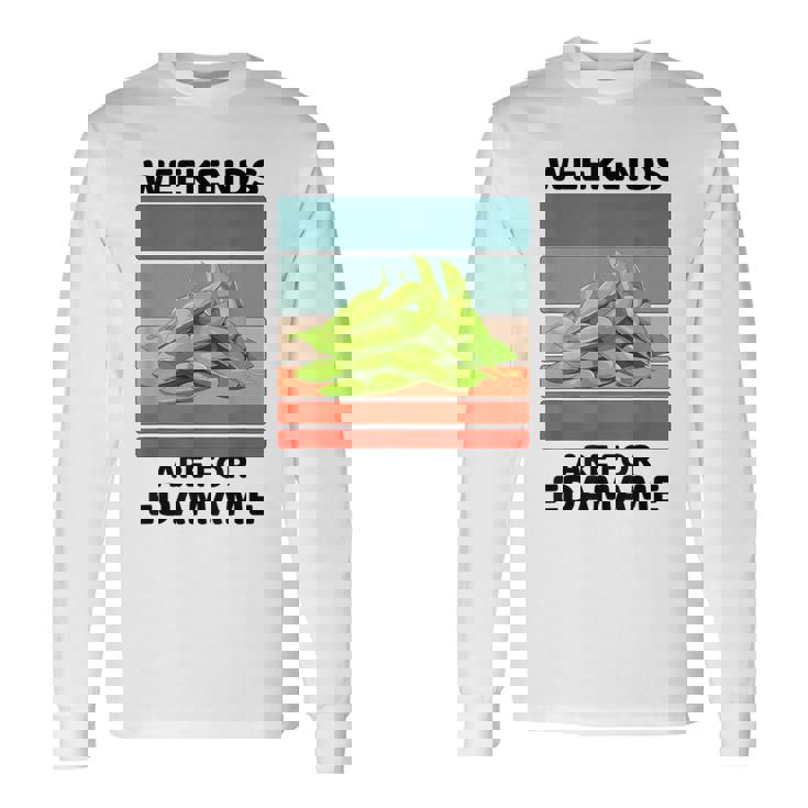 ヴィンテージ 枝豆 食べ物好き 週末は枝豆好きの人へ 長袖Tシャツ