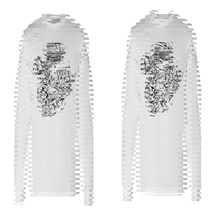 ヴィンテージエンジンブロック – メンズカー&メカニックガレージグラフィック 長袖Tシャツ ギフトのアイデア