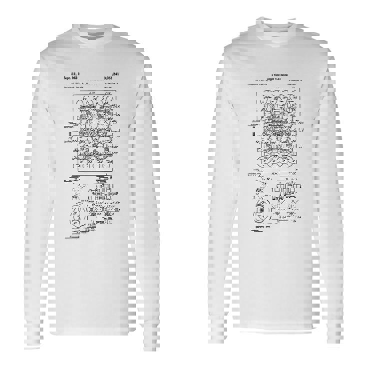 ヴィンテージエンジンブロックの青写真図–メンズカーグラフィック 長袖Tシャツ ギフトのアイデア