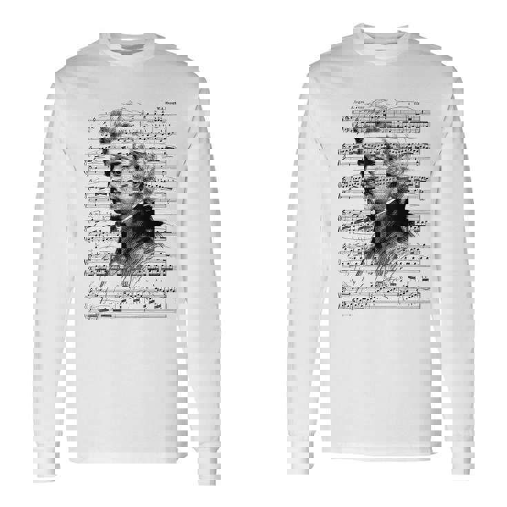 ヴォルフガング・アマデウス・モーツァルト 作曲家 ピアニスト モーツァルト 楽譜 長袖Tシャツ