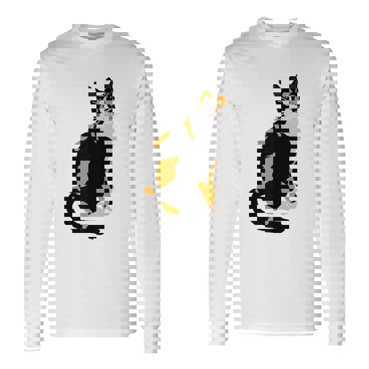 三毛猫ポートレート かわいい三毛猫 三毛猫好き 長袖Tシャツ