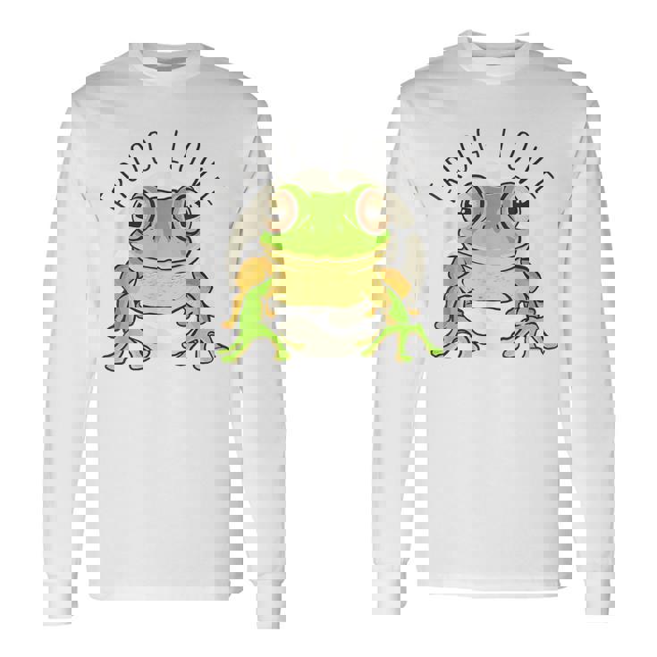 両生類の友達 恋人デザイン グリーンフロッグ 長袖Tシャツ