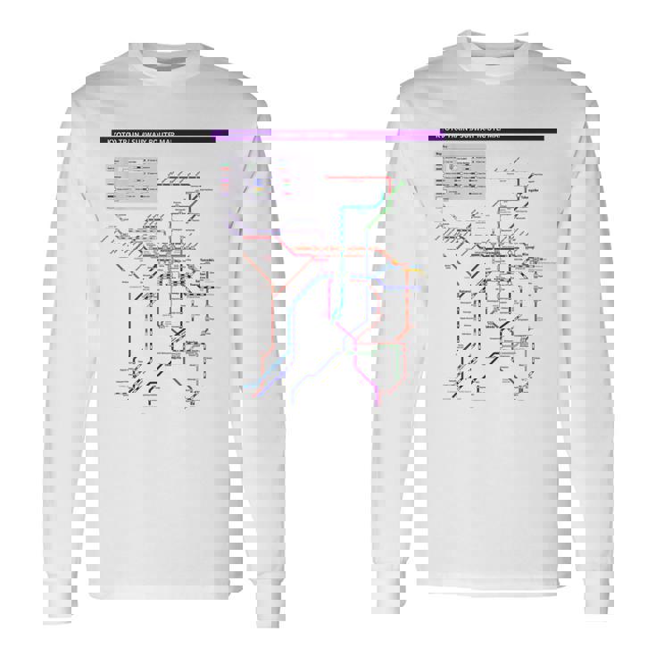 京都日本地下鉄鉄道おみやげ路線図 長袖Tシャツ