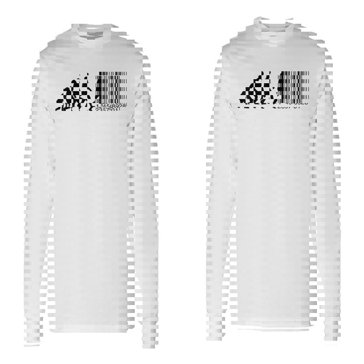 人類の進化がバーコードになる 長袖Tシャツ ギフトのアイデア
