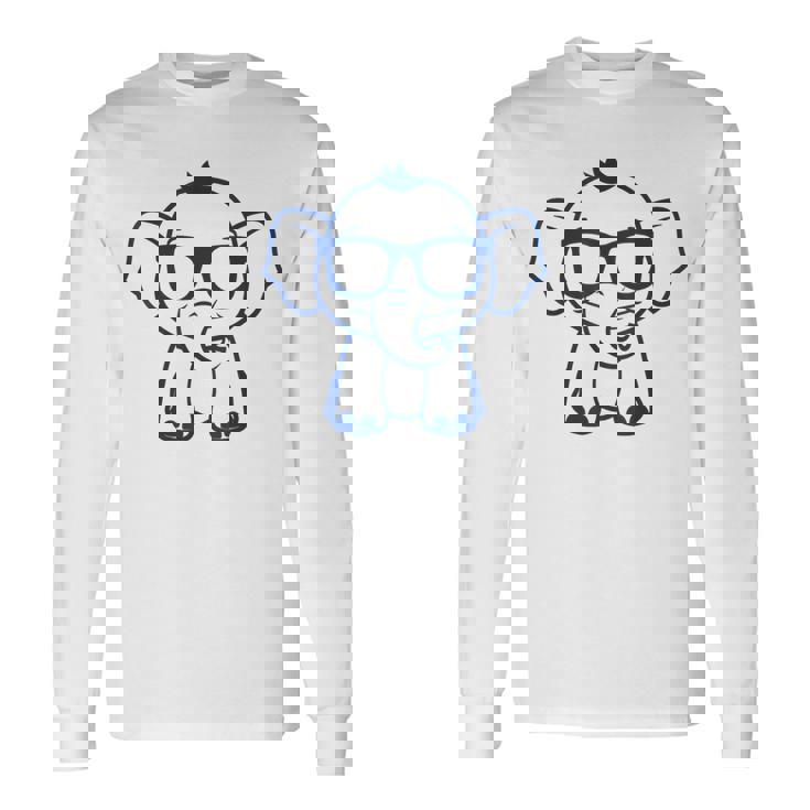 動物かわいいシンプルなサングラスをかけた小さな象の赤ちゃん 長袖Tシャツ