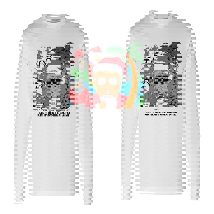 北極を再び暖かく 面白い トランプ ホットココアトロピック 長袖tシャツ 長袖Tシャツ