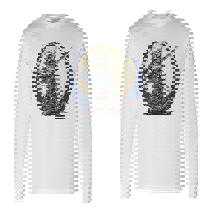 古代忍者猫 日本の子猫 刀猫 サムライキャット 長袖Tシャツ ギフトのアイデア