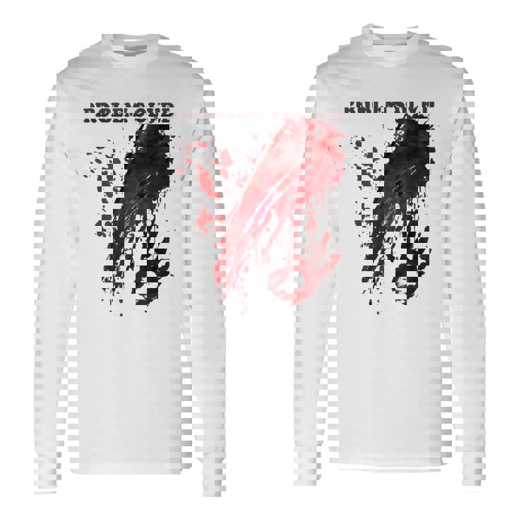 問題解決 血まみれのシャツ 血まみれのホラー 長袖Tシャツ