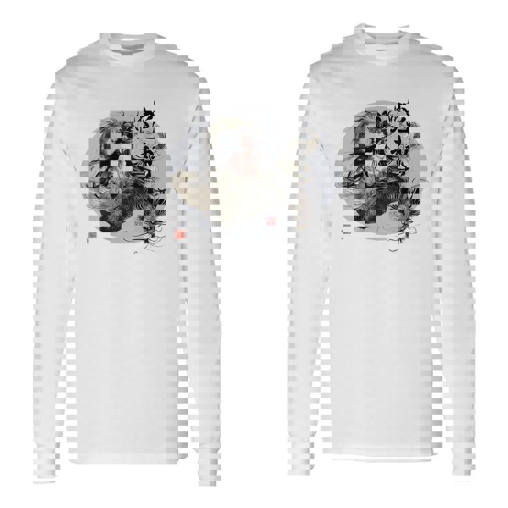 大蛇 美女 巳年 蛇神 イラスト バックプリント 長袖Tシャツ