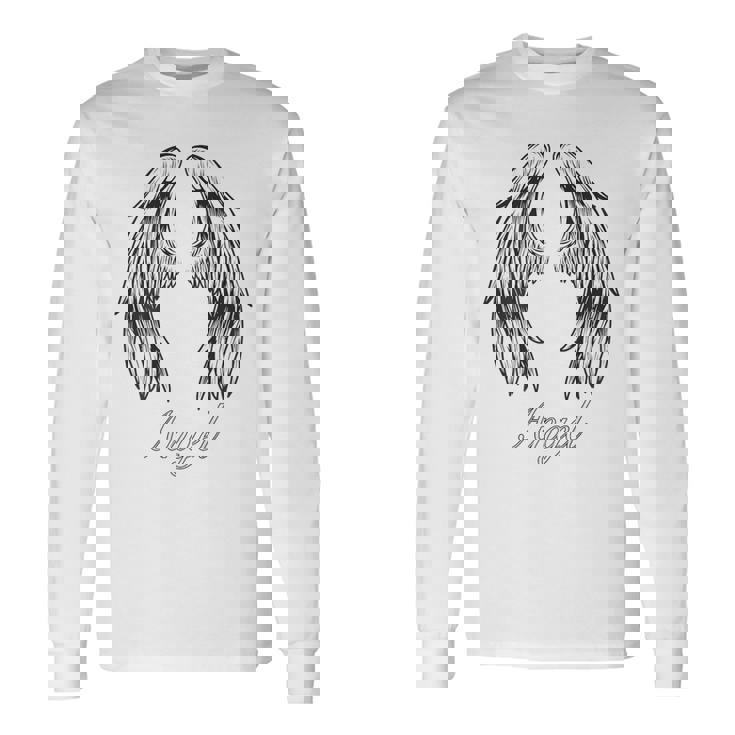 天使 背中には天使の羽 長袖Tシャツ