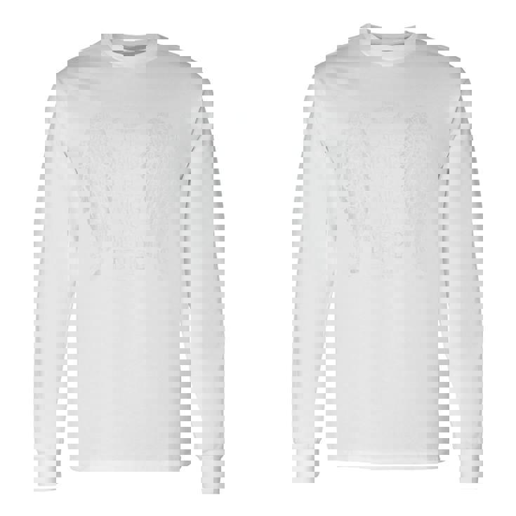 天使の翼 聖書の詩 キリスト教の美的バックプリント 長袖Tシャツ