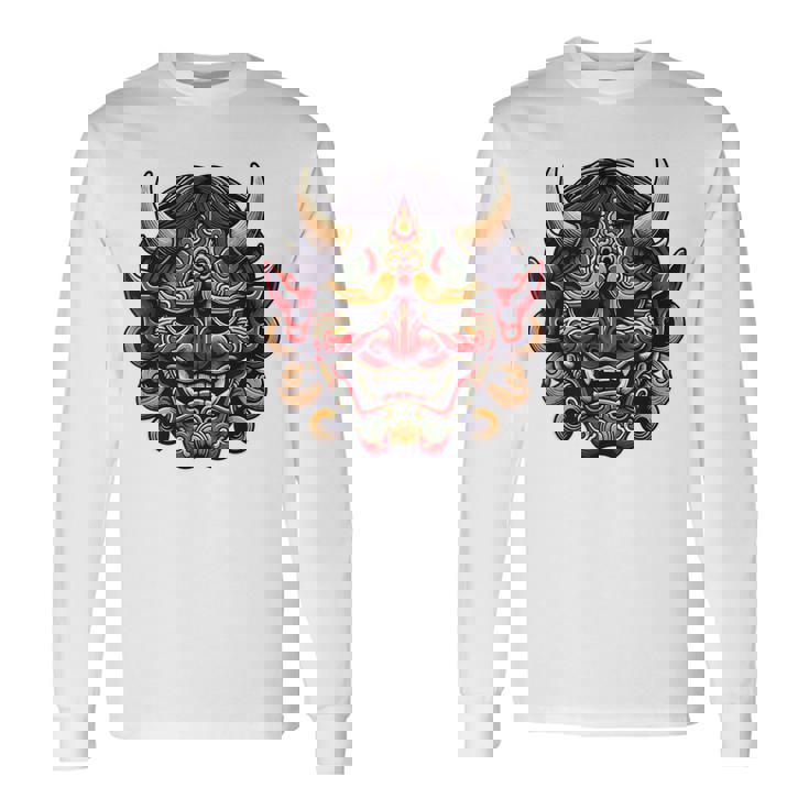 妖怪はにゃおにマスク 日本の悪魔 鬼鬼 鬼 鬼 おにマスク 長袖Tシャツ ギフトのアイデア