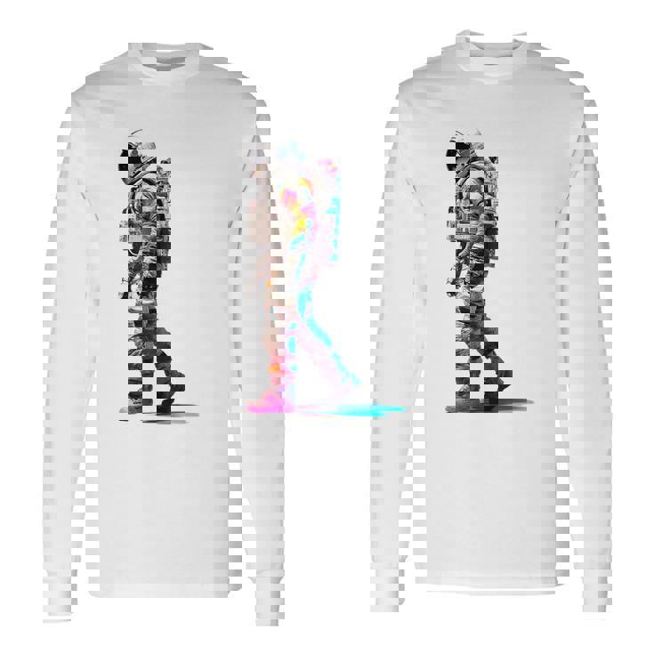 宇宙飛行士 宇宙モチーフ カラフル 宇宙飛行士 長袖Tシャツ