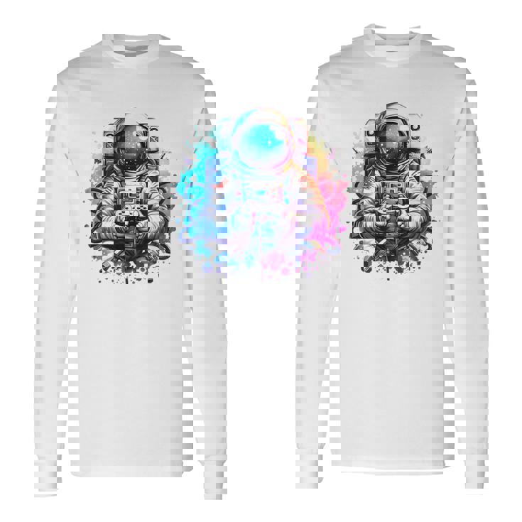 宇宙飛行士宇宙ギフト 科学ギフト 面白い宇宙ゲーマー 長袖Tシャツ