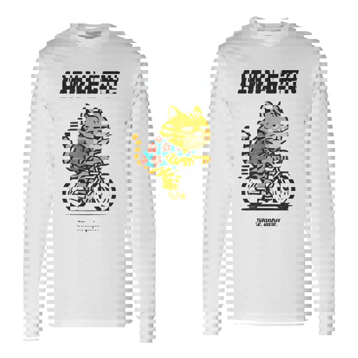 尼崎を走るチャリ猫 長袖Tシャツ