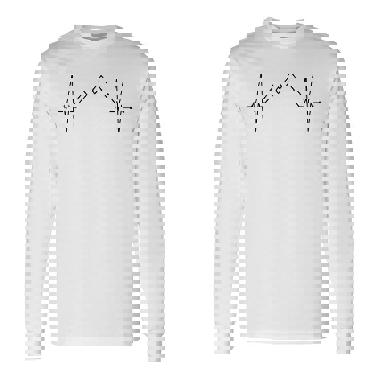 山のハートビート ハイキング 登山 恋人 ハイカー 長袖Tシャツ