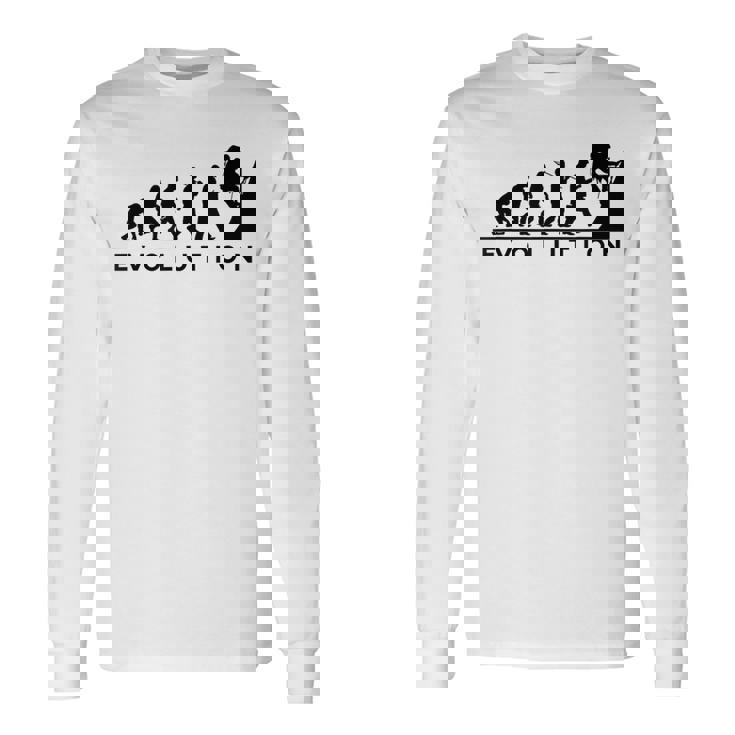 山愛好家 山登り好きにお勧めの面白い進化論 登山家のオシャレなイラスト 長袖Tシャツ