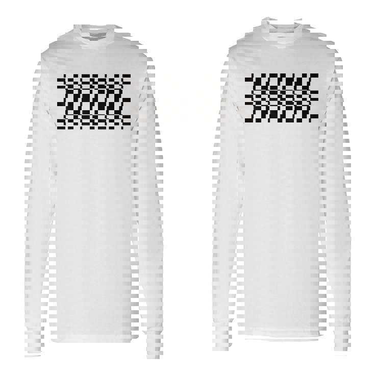 市松模様 チェッカーボード チェック カーレース フラッグパターン 長袖Tシャツ