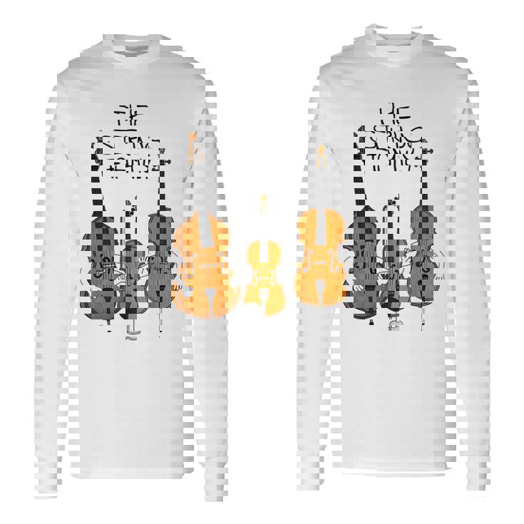 弦楽ファミリー、ヴァイオリン、チェロ、コントラバスミュージシャン面白い 長袖Tシャツ