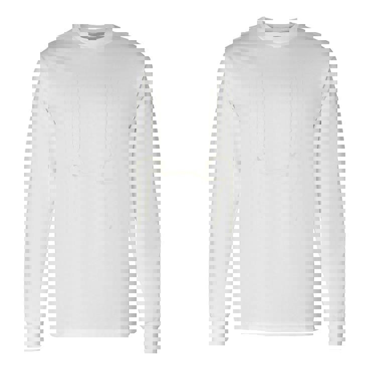 必死にこらえるねこ バックプリント 長袖Tシャツ